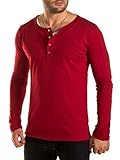 WOTEGA Langarmshirt Herren 2-in-1 Longsleeve T-Shirt Pete Bordo - Männer Longshirt Shirt rote Tshirts Long Sleeve, Rot (Biking Red 190511), M