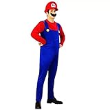 thematys® - Super Mario oder Luigi Kostüm-Set für Erwachsene | Mütze + Hose + Bart | Herren Faschingskostüm für Fasching & Karneval | Kindheitshelden Kostüm (M, 165-175cm Körpergröße)