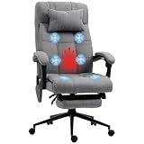 Vinsetto Bürostuhl mit Massagefunktion, Ergonomisch Schreibtischstuhl mit Liegefunktion, Lendenheizung, Höhenverstellbar Computerstuhl mit Kopfstütze, Fußstütze, G