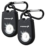 Fosmon - Persönlicher Anti-Aggressions-Taschenalarm | Alarm für Frauen und Männer | 130dB Sirene, hörbar bis zu 180m | Persönlicher Alarm mit Blitzlicht | Alarm mit Karabinerhaken | 2er Pack | Schw