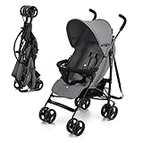 Kinderkraft TIK Kinderwagen, Liegebuggy, Sportwagen, Leicht - 6,5kg, Drehbare Vorderräder, Verstellbarer Griff, Stufenlose Einstellung der Rückenlehne, Schnelles Zusammenklappen, bis zu 17kg, G
