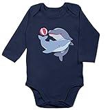 Shirtracer Tiermotive Baby - Delfine - 12/18 Monate - Navy Blau - Wildtier - BZ30 - Baby Body Langarm