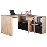 RICOO Eckschreibtisch Winkelschreibtisch 137x136x75 cm Ecktisch L-Form Groß Arbeitsplatz Eck Schreibtisch Arbeitszimmer WM081-EG Eiche Braun – Computertisch Gaming Tisch Arbeitstisch Bü