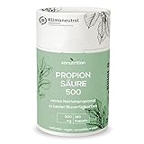 Propionsäure 500 mg pro Kapsel | 180 Kapseln | reines Natriumpropionat | Darmflora | gute Bioverfügbarkeit und Verträglichkeit | Vegan | 100% ökologische Papierverpackung