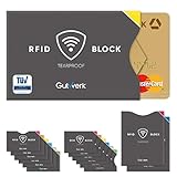 Gutwerk RFID Blocker Kartenhülle NFC Schutz TÜV geprüft 14 Stück | NFC Schutzhülle EC Karte reißfest dünn | Kartenschutzhülle gegen Datenklau | EC Karten Schutzhülle RFID Hülle Kreditkarte