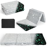 COSTWAY Klappmatratze, leuchtende Reisematratze 60x120 cm, Matratze für Reisebett, 3-teilige Faltmatratze für Kinder, Babymatratze, Reisebettmatratze, waschbar, inklusive Trag