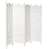 BUTLERS Estella Paravent in Weiß 182x203 cm - Geschnitzer Raumteiler aus lackiertem Holz in Vintage Shabby chic