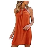 Schulterfrei Oberteil Damen Bluse Elegant Sexy Ärmellos Kleider Damen Sommerkleid Neckholder Kleid Frau Kurz Boho Kleid Damen Kurz Freizeitkleid Rundhals Halfter Shirtkleid T-Shirt Bluse Blusenk