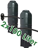 Ondis24 2X Regentonne Wassertonne Doppelpack Gießwasserbehälter Regenbehälter, für Balkone und Terrasse, 2X 100 Liter