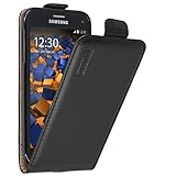 mumbi Echt Leder Flip Case kompatibel mit Samsung Galaxy S5 mini Hülle Leder Tasche Case Wallet, schwarz