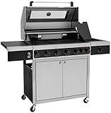 tepro Gasgrill Keansburg 6 SPECIAL EDITION in Edelstahl-Optik, 4 Brenner, 2 POWERZONEN, Infrarot-Brenner (Rückseite+Seite), Edelstahldeckel mit Glasfenster, Thermometer, Maße ca. 152 x 62 x 118