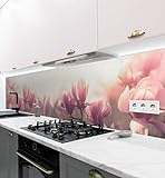 MyMaxxi | selbstklebende Küchenrückwand Folie ohne bohren | Aufkleber Motiv Blume 02 | 60cm hoch | adhesive kitchen wall design | Wandtattoo Wandbild Küche | Wand-Deko | Wandgestaltung
