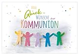KE - Kommunionswünsche - Kommunion Karte - für Jungen & Mädchen - im Format DIN B6 176 x 125 mm - inkl. Umschlag - Motiv: bunt