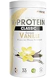 Vegan Protein Pulver VANILLE 1kg - V-PROTEIN - Pflanzliches Eiweißpulver auf Erbsenprotein-Basis mit 75% Eiweiß-Gehalt - optimale Protein-Wertigkeit - veganer Protein-Shake ohne Soja & Weizen