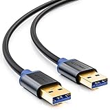 deleyCON 3,0m USB 3.0 Super Speed Kabel - USB A-Stecker zu USB A-Stecker - Übertragungsraten bis zu 5Gbit/s - Schwarz/Blau