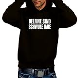 Coole-Fun-T-Shirts Delfine sind Schwule Haie - Sweatshirt mit Kapuze - Hoodie schwarz/Weiss Gr.M
