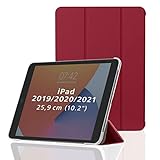 Hama Hülle für Apple iPad 2021 / 2020 / 2019 10.2' (aufklappbares Case für Apple Tablet 10,2 Zoll Gen. 7/8/9, Schutzhülle mit Standfunktion, transparente Rückseite, magnetisches Cover) rot