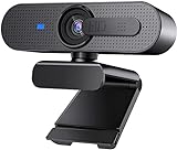 1080P HD Autofokus Webcam, Dual-Mikrofon und Sichtschutz für Mac/Computer/Laptop/Xbox One, Live-Streaming/Skype/Video-Chat/Online-Klasse/Konferenzen, Schwarz