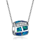 Europäische Und Amerikanische Mode Blauer Opal Weißer Diamant-Zylinder-Anhänger-Halskette