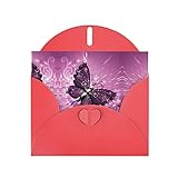 Grußkarte mit rotem Schmetterling, hochwertiges Perlenpapier, 10,2 x 15,2 cm, für Geburtstagskarte, Valentinstagskarte, Einladungskarte, Qualität