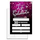 LeFohLon Einladungskarten zum 30. Geburtstag, 20 Stück, doppelseitig, neonrosa Partikel, Geburtstagsparty-Einladungskarten mit Umschlägen, D38