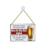 Blechwaren Fabrik Braunschweig Kulthänger Blechschild - Forscher- 1 Glas Bier täglich wenig! KH179