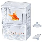 Wandefol Aquarium Kunststoff Zucht Isolation Box schwimmende Laichkasten Ablaichkasten für Fische, Transparent Kunststoff Fisch Züchter Box mit 2 Saugnapf für Aquarium