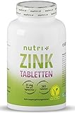 Zink Tabletten 25mg - vegan + hochdosiert - 365 Zinktabletten für Haut + Haare - Zinkbisglycinat ohne Zusatzstoffe/Magnesiumstearat - elementares Zinc Chelat