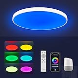 Famiatm LED Wifi Deckenleuchten RGB Farbwechsel,18W 1800LM RGB Deckenlampe Dimmbar mit Fernbedienung, IP54 Wasserdicht LED Leuchte für Schlafzimmer Wohnzimmer Kinderzimmer Küche Bad