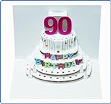 Forever Handmade Pop Up Karte zum 90. Geburtstag - eine hochwertige und originelle Geburtstagskarte, Glückwunschkarte oder Einladungskarte, auch Geschenkgutschein oder Geldgeschenk. GP052