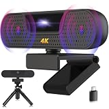 VIZOLINK W8GS 4K Webcam, UHD Autofokus Webcam mit Stereo 4 Mikrofon, Datenschutzschutz, Plug&Play, 85°Sichtfeld, Belichtungskorrektur, Stativ, PC Mac Desktop Laptop Webcam Für Skype Zoom Streaming