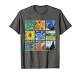 Van Gogh Gemälde Collage mit Sonnenblumen und Sternennacht T-Shirt