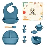 Silikon Baby Fütterungsset - Komplettes Baby Geschirr Set für werdende Mutter, neue Eltern | Geschenkset für Familie und F