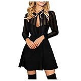 Hanomes Damen Minikleid Sexy Neue 2021 Sommer Weibliche V-Ausschnitt Schwarze Retro Elegante Party Club Kleid Sommerkleid Cocktailkleid Festlich Partykleid Abendkleid Strandk