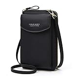 Handytasche zum Umhängen Damen,Aeeque Handy Umhängetasche PU Leder,Phone Tasche Portmonee Kartenfächer kompatibel mit Xiaomi Poco X3 Mi Note 10 / Redmi Note 8 Pro Note 9 Pro Note 9 Redmi 9 - Schwarz