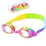 iToobe Kinder-Schwimmbrille für Mädchen im Alter von 3 bis 16 Jahren, beschlagfrei, UV-Schutz, kein Auslaufen, weiche Silikondichtung mit kostenloser Schutzhülle (Multicolors)