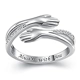 Mom Geschenke Hug Ringe 925 Sterling Silber Umarmung Hände CZ Open Ring Eingraviert Always With You Umarmen Versprechen Jahrestag Ring