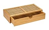 WENKO Badbox Allegre, dekorative Box mit Schublade im trendigen Boho-Style aus hochwertigem Bambus und Rattan-Geflecht, zur Aufbewahrung von Badutensilien oder Accessoires, 28 x 6 x 14 cm, Natur