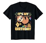Kinder Es ist mein 9. Geburtstag Faultier 9 Jahre altes Geburtstagsmädchen Faultierliebhaber T-Shirt