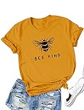 Dresswel Damen Bee Kind T-Shirt Niedliche Biene Grafikdruck Shirt Kurzarm Rundhals Top Sommer Oberteile Hemd Bluse