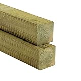 Gartenwelt Riegelsberger remium Kantholz Kiefer imprägniert Pfosten Konstruktionsholz 4-seitig glatt Holzzaun Holz Zaun 70x70 mm Höhe 150 cm