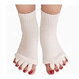 LEZED Zehenspreizer-Socken für Yoga Fuß Ausrichtung Socken Halbzehensocken Hälfte Fuß Socken Toe Separator Socken Wellness Comfy Toes Socken Ausrichtung für Gym Massage Schmerzlinderung Weiß 2 Paare
