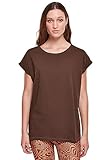 Urban Classics Damen T-Shirt Ladies Extended Shoulder Tee, T-Shirt mit überschnittenen Schultern, aus Baumwolle, erhältlich in vielen Farben, Brown, M