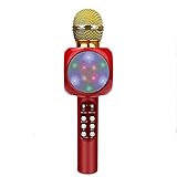 N / B Drahtloses Karaoke-Mikrofon, Bluetooth-Hand-Sing-Lautsprecher, tragbarer Mic-Player mit LED-Leuchten für Weihnachten Geburtstagsgeschenke Home Party