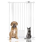 Bettacare, Pet Gate, Türschutzgitter für Haustiere, mit Katzenklappe, Verlängerungen erhältlich, 75-84 cm / 104 cm