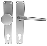 Alpertec 40401020K1 Aluminium Türbeschlag Maria - LS Langschildgarnitur für Wohnungseingangstüren in silber eloxiert PZ 72 MM Knopf/Drück
