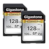 Gigastone 4K Kamera Pro 128 GB SDXC Speicherkarte 2er-Pack mit bis zu 100 MB/Sek. für Digitalkameras Canon Sony Nikon Olympus, 4K UHD Videoaufnahmen UHS-I U3 V30 Klasse 10