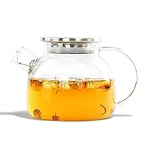 Teekannen GAOLILI Glastopf Temperatur Verdickung Große Kapazität Blume Tee Weiß Transparent Pot Einfache Filter Tee (Kapazität : 1l)