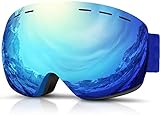 Hidewalker Skibrille Damen Herren Verspiegelt Anti-Fog Rahmenlose UV-Schutz Nacked Optics Ski Brille Helmkompatible Wechselobjektive Brille Für brillenträger Snowboard Skifahren (Blau VLT 17.5%)