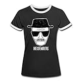 Spreadshirt Breaking Bad Heisenberg Skizze Zeichnung Frauen Kontrast T-Shirt, S, Schwarz/Weiß